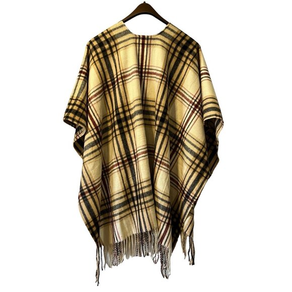 WOOLRICH Womens Poncho Shawl Wrap One Size Soft Fringe Cabincore Classic Western - Picture 2 of 5